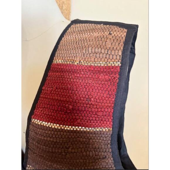 AJNY NYC Woven Leather Vest Boho Western Patchwork Multicolor Size L Handmade - Picture 4 of 7